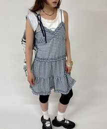 チェックティアードミニキャミワンピース