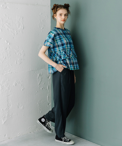 POU DOU DOU（プードゥドゥ）の「＜made in INDIA＞Madras check Blouse（シャツ/ブラウス・レディース・ネイビー/ブルー/ピンク・M）」の21枚目の写真