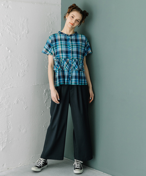 POU DOU DOU（プードゥドゥ）の「＜made in INDIA＞Madras check Blouse（シャツ/ブラウス・レディース・ネイビー/ブルー/ピンク・M）」の22枚目の写真