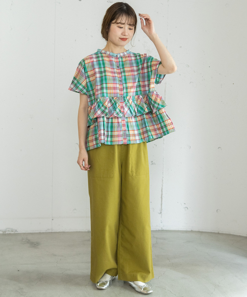 POU DOU DOU（プードゥドゥ）の「＜made in INDIA＞Madras check Blouse（シャツ/ブラウス・レディース・ネイビー/ブルー/ピンク・M）」の16枚目の写真