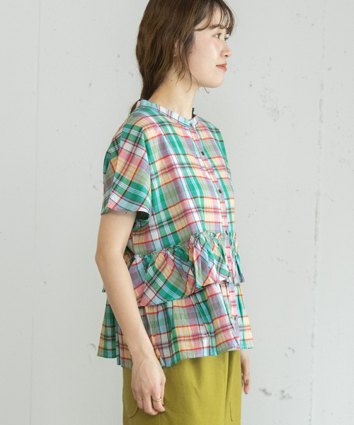 POU DOU DOU（プードゥドゥ）の「＜made in INDIA＞Madras check Blouse（シャツ/ブラウス・レディース・ネイビー/ブルー/ピンク・M）」の13枚目の写真