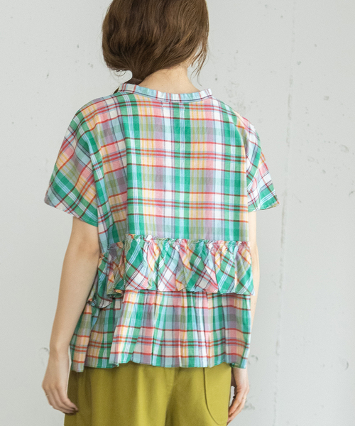 POU DOU DOU（プードゥドゥ）の「＜made in INDIA＞Madras check Blouse（シャツ/ブラウス・レディース・ネイビー/ブルー/ピンク・M）」の14枚目の写真