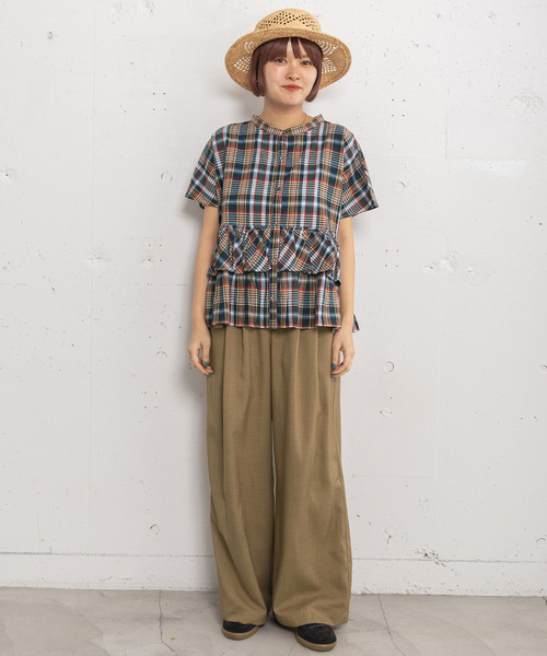 POU DOU DOU（プードゥドゥ）の「＜made in INDIA＞Madras check Blouse（シャツ/ブラウス・レディース・ネイビー/ブルー/ピンク・M）」の8枚目の写真