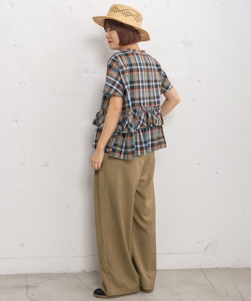 POU DOU DOU（プードゥドゥ）の「＜made in INDIA＞Madras check Blouse（シャツ/ブラウス・レディース・ネイビー/ブルー/ピンク・M）」の10枚目の写真