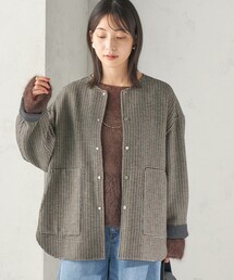 SHIPS | セミ 梳毛 配色 リバーシブル ノーカラー コート(ノーカラーコート)