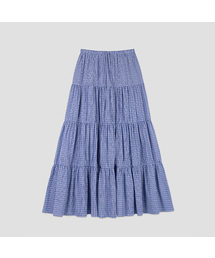 CHECK TIERED FULL LENGTH SKIRT (SK-5098)