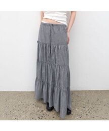 CHECK TIERED FULL LENGTH SKIRT (SK-5098)