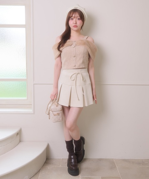 LIPSERVICE（リップサービス）の「ファーオフショルツイードトップス（Tシャツ/カットソー・レディース・アイボリー/ベージュ/ブラック・FREE）」の15枚目の写真