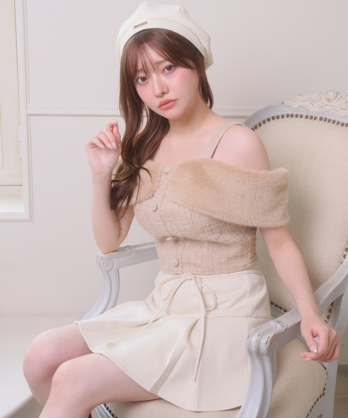 LIPSERVICE（リップサービス）の「ファーオフショルツイードトップス（Tシャツ/カットソー・レディース・アイボリー/ベージュ/ブラック・FREE）」の17枚目の写真