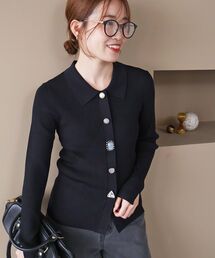 TORRAZZO DONNA別注ビジュー襟付きリブ