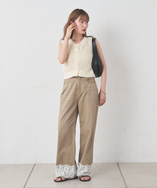 Kastane(カスタネ)の「【前後2WAY/4色展開】リボンヤーンタンク(タンクトップ・レディース・オフホワイト/サックスブルー/ベージュ/ブラウン・FREE)」の12枚目の写真