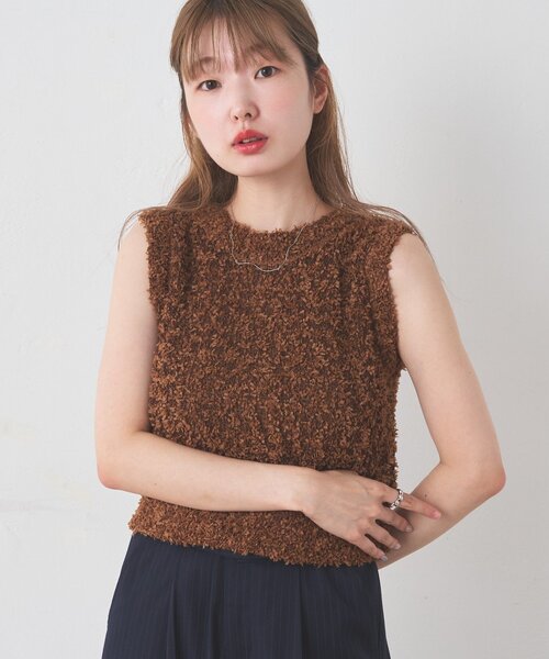 Kastane(カスタネ)の「【前後2WAY/4色展開】リボンヤーンタンク(タンクトップ・レディース・オフホワイト/サックスブルー/ベージュ/ブラウン・FREE)」の15枚目の写真