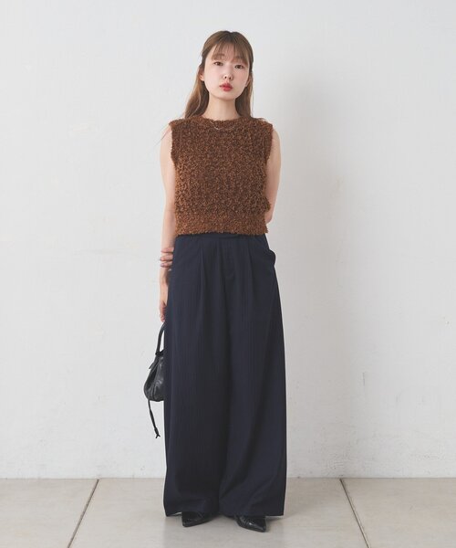 Kastane(カスタネ)の「【前後2WAY/4色展開】リボンヤーンタンク(タンクトップ・レディース・オフホワイト/サックスブルー/ベージュ/ブラウン・FREE)」の20枚目の写真