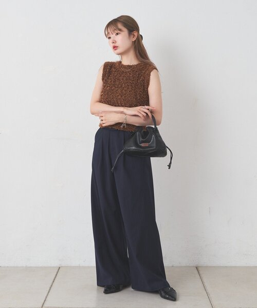 Kastane(カスタネ)の「【前後2WAY/4色展開】リボンヤーンタンク(タンクトップ・レディース・オフホワイト/サックスブルー/ベージュ/ブラウン・FREE)」の21枚目の写真