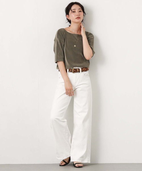 Gready Brilliant(グレディブリリアン)の「ベロアボート5分袖(Tシャツ/カットソー・レディース・ボルドー/グレイッシュベージュ/チャコールグレー・FREE)」の13枚目の写真