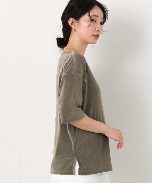 Gready Brilliant(グレディブリリアン)の「ベロアボート5分袖(Tシャツ/カットソー・レディース・ボルドー/グレイッシュベージュ/チャコールグレー・FREE)」の18枚目の写真