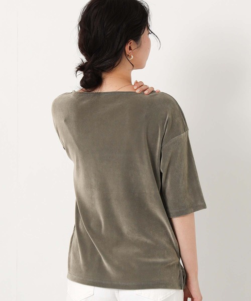 Gready Brilliant(グレディブリリアン)の「ベロアボート5分袖(Tシャツ/カットソー・レディース・ボルドー/グレイッシュベージュ/チャコールグレー・FREE)」の19枚目の写真