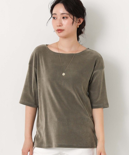 Gready Brilliant(グレディブリリアン)の「ベロアボート5分袖(Tシャツ/カットソー・レディース・ボルドー/グレイッシュベージュ/チャコールグレー・FREE)」の20枚目の写真