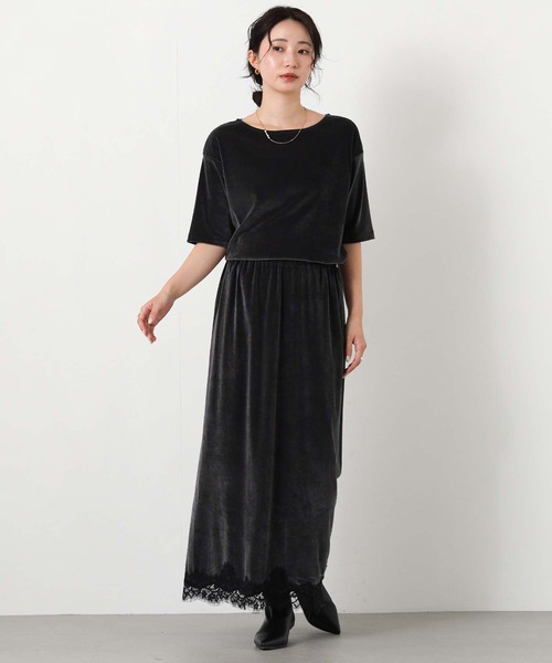 Gready Brilliant(グレディブリリアン)の「ベロアボート5分袖(Tシャツ/カットソー・レディース・ボルドー/グレイッシュベージュ/チャコールグレー・FREE)」の21枚目の写真