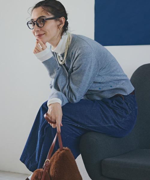human woman(ヒューマンウーマン)の「◆【小花刺繍】エンブロイダリーカーディガン(カーディガン/ボレロ・レディース・グレー/ネイビー・MEDIUM)」の7枚目の写真