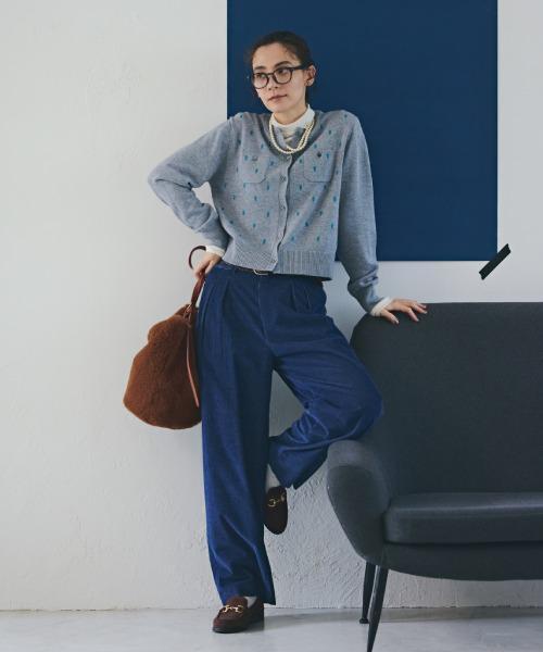 human woman(ヒューマンウーマン)の「◆【小花刺繍】エンブロイダリーカーディガン(カーディガン/ボレロ・レディース・グレー/ネイビー・MEDIUM)」の8枚目の写真