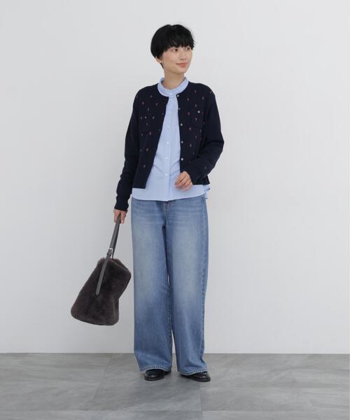 human woman(ヒューマンウーマン)の「◆【小花刺繍】エンブロイダリーカーディガン(カーディガン/ボレロ・レディース・グレー/ネイビー・MEDIUM)」の12枚目の写真