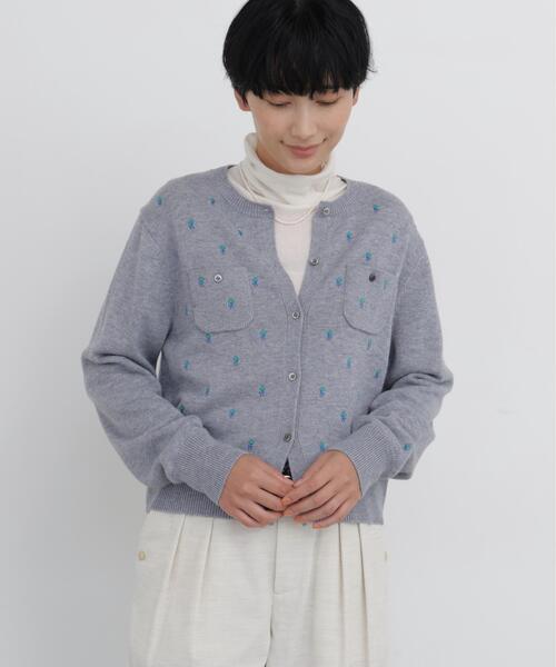 human woman(ヒューマンウーマン)の「◆【小花刺繍】エンブロイダリーカーディガン(カーディガン/ボレロ・レディース・グレー/ネイビー・MEDIUM)」の22枚目の写真