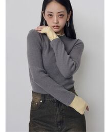 レイヤードスリーブリブニット