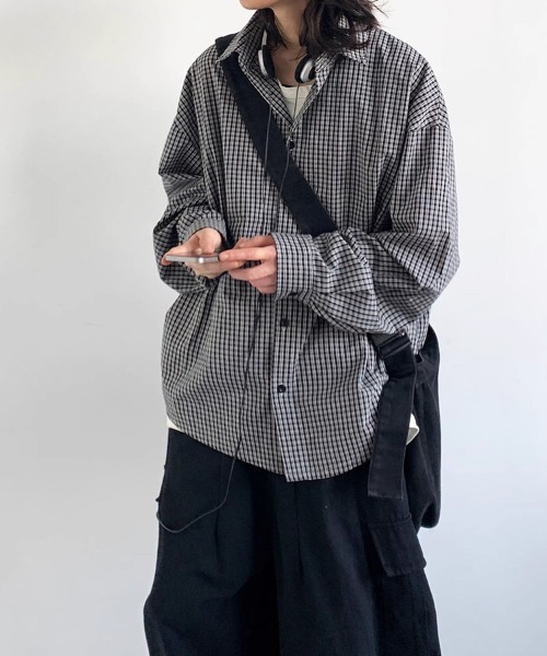 KELVIN(ケルヴァン)の「Micro Check Oversize Shirt マイクロチェックオーバーサイズシャツ(シャツ/ブラウス・メンズ・ブルー/ブラック・MEDIUM/LARGE)」の1枚目の写真