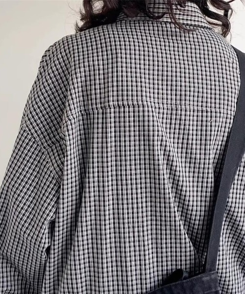 KELVIN(ケルヴァン)の「Micro Check Oversize Shirt マイクロチェックオーバーサイズシャツ(シャツ/ブラウス・メンズ・ブルー/ブラック・MEDIUM/LARGE)」の5枚目の写真