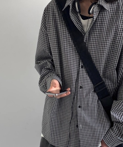 KELVIN(ケルヴァン)の「Micro Check Oversize Shirt マイクロチェックオーバーサイズシャツ(シャツ/ブラウス・メンズ・ブルー/ブラック・MEDIUM/LARGE)」の7枚目の写真