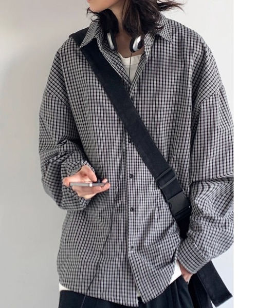 KELVIN(ケルヴァン)の「Micro Check Oversize Shirt マイクロチェックオーバーサイズシャツ(シャツ/ブラウス・メンズ・ブルー/ブラック・MEDIUM/LARGE)」の8枚目の写真