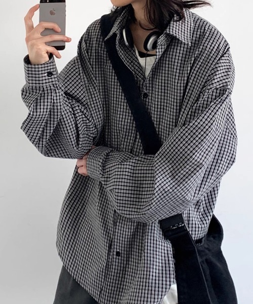 KELVIN(ケルヴァン)の「Micro Check Oversize Shirt マイクロチェックオーバーサイズシャツ(シャツ/ブラウス・メンズ・ブルー/ブラック・MEDIUM/LARGE)」の10枚目の写真