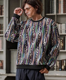 mn3295-Boucle Multicolor Stripe Crewneck クルーネックプルオーバー(PF-262-016)