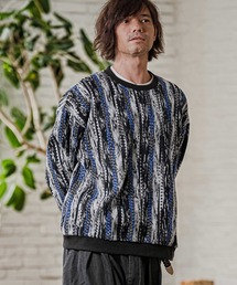 mn3295-Boucle Multicolor Stripe Crewneck クルーネックプルオーバー(PF-262-016)