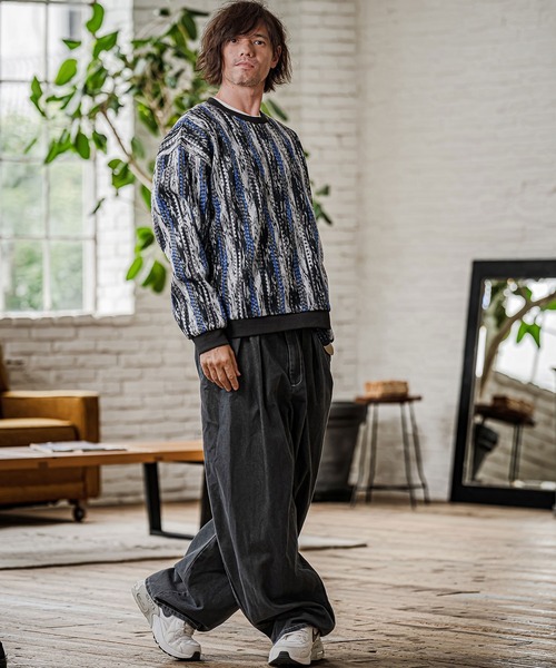 CAMBIO（カンビオ）の「mn3295-Boucle Multicolor Stripe Crewneck クルーネックプルオーバー(PF-262-016)（ニット/セーター・メンズ・パープル/レッド/ブルー・M/L）」の6枚目の写真
