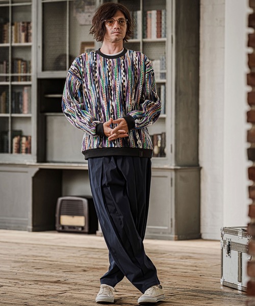 CAMBIO（カンビオ）の「mn3295-Boucle Multicolor Stripe Crewneck クルーネックプルオーバー(PF-262-016)（ニット/セーター・メンズ・パープル/レッド/ブルー・M/L）」の11枚目の写真