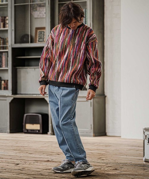 CAMBIO（カンビオ）の「mn3295-Boucle Multicolor Stripe Crewneck クルーネックプルオーバー(PF-262-016)（ニット/セーター・メンズ・パープル/レッド/ブルー・M/L）」の15枚目の写真
