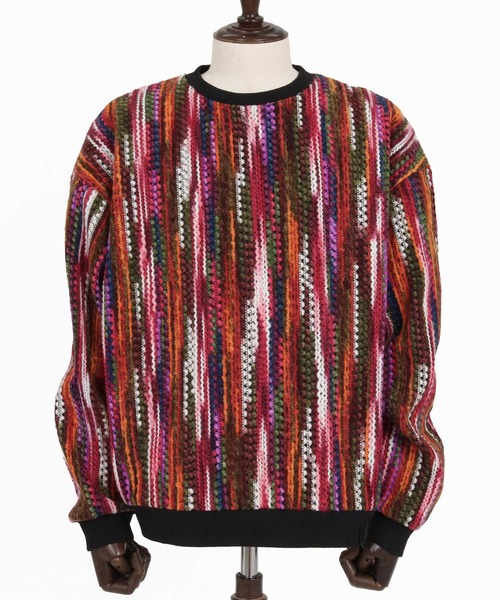 CAMBIO（カンビオ）の「mn3295-Boucle Multicolor Stripe Crewneck クルーネックプルオーバー(PF-262-016)（ニット/セーター・メンズ・パープル/レッド/ブルー・M/L）」の16枚目の写真