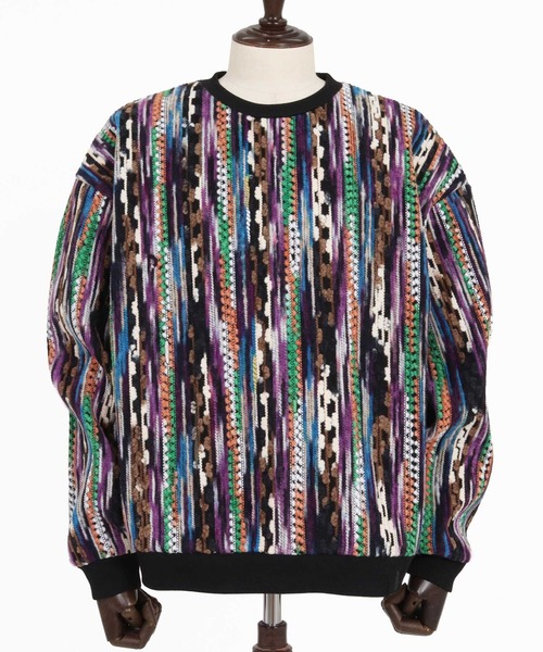 CAMBIO（カンビオ）の「mn3295-Boucle Multicolor Stripe Crewneck クルーネックプルオーバー(PF-262-016)（ニット/セーター・メンズ・パープル/レッド/ブルー・M/L）」の18枚目の写真