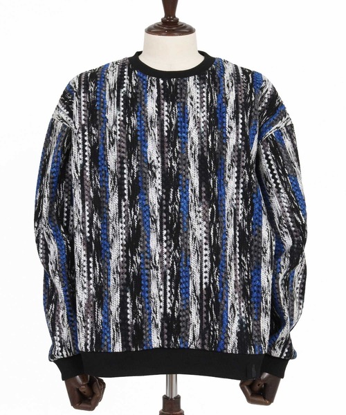 CAMBIO（カンビオ）の「mn3295-Boucle Multicolor Stripe Crewneck クルーネックプルオーバー(PF-262-016)（ニット/セーター・メンズ・パープル/レッド/ブルー・M/L）」の20枚目の写真
