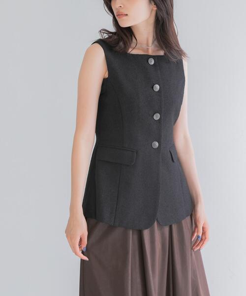 URBAN RESEARCH ROSSO WOMEN(アーバンリサーチ ロッソ)の「ループツイードスクエアネックジレ(ダウンベスト・レディース・ブラック/ブラック系その他・FREE)」の3枚目の写真