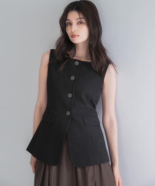 URBAN RESEARCH ROSSO WOMEN(アーバンリサーチ ロッソ)の「ループツイードスクエアネックジレ(ダウンベスト・レディース・ブラック/ブラック系その他・FREE)」の4枚目の写真
