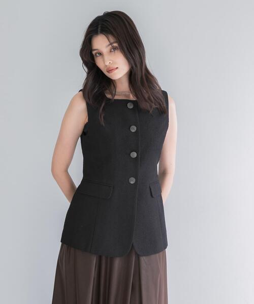 URBAN RESEARCH ROSSO WOMEN(アーバンリサーチ ロッソ)の「ループツイードスクエアネックジレ(ダウンベスト・レディース・ブラック/ブラック系その他・FREE)」の5枚目の写真
