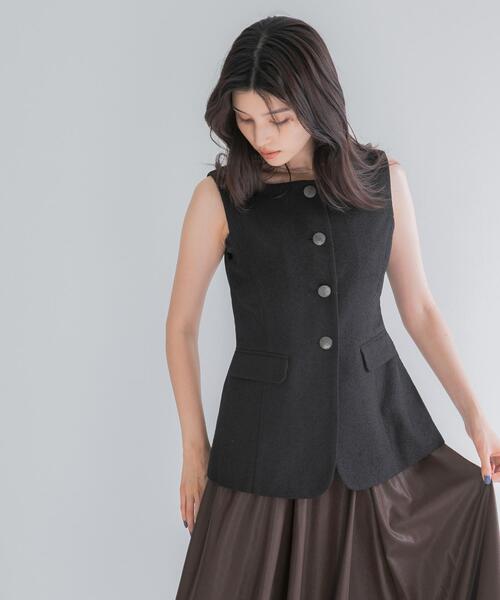 URBAN RESEARCH ROSSO WOMEN(アーバンリサーチ ロッソ)の「ループツイードスクエアネックジレ(ダウンベスト・レディース・ブラック/ブラック系その他・FREE)」の6枚目の写真