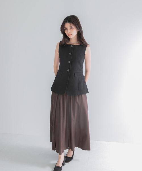 URBAN RESEARCH ROSSO WOMEN(アーバンリサーチ ロッソ)の「ループツイードスクエアネックジレ(ダウンベスト・レディース・ブラック/ブラック系その他・FREE)」の7枚目の写真