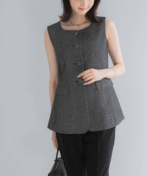 URBAN RESEARCH ROSSO WOMEN(アーバンリサーチ ロッソ)の「ループツイードスクエアネックジレ(ダウンベスト・レディース・ブラック/ブラック系その他・FREE)」の15枚目の写真