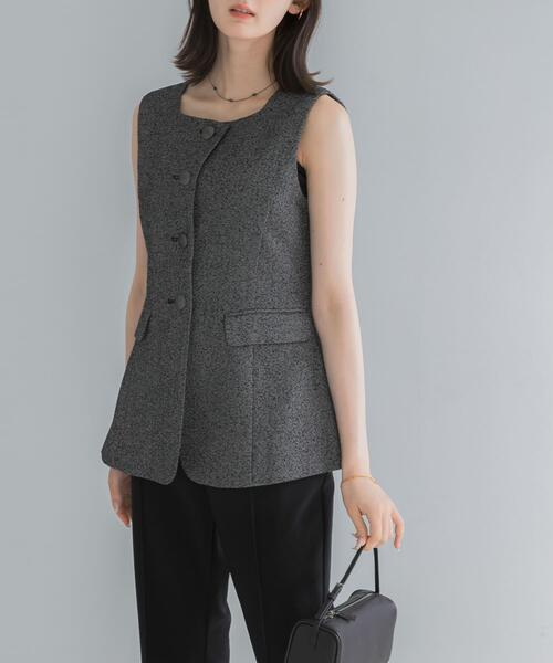 URBAN RESEARCH ROSSO WOMEN(アーバンリサーチ ロッソ)の「ループツイードスクエアネックジレ(ダウンベスト・レディース・ブラック/ブラック系その他・FREE)」の16枚目の写真