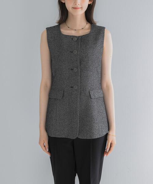 URBAN RESEARCH ROSSO WOMEN(アーバンリサーチ ロッソ)の「ループツイードスクエアネックジレ(ダウンベスト・レディース・ブラック/ブラック系その他・FREE)」の18枚目の写真