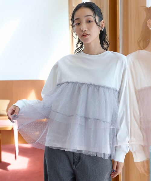 coen(コーエン)の「ドットチュールドッキング ティアードロンT(Tシャツ/カットソー・レディース・オフホワイト/ブラウン/ライトグレー/ダークグレー・M/L)」の19枚目の写真